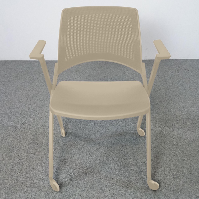 Image of 4-leg chairs IBEBI Opla Beige with fixed armrests, New - Perfect for office and reception