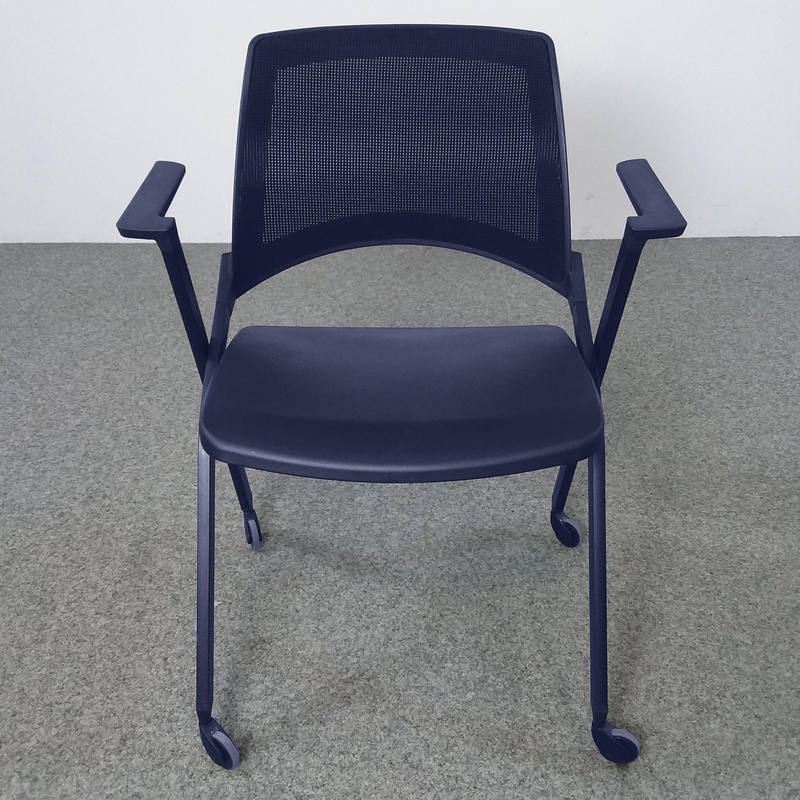 Image of 4-leg chairs IBEBI Opla Blue with fixed armrests, New - Perfect for office and reception