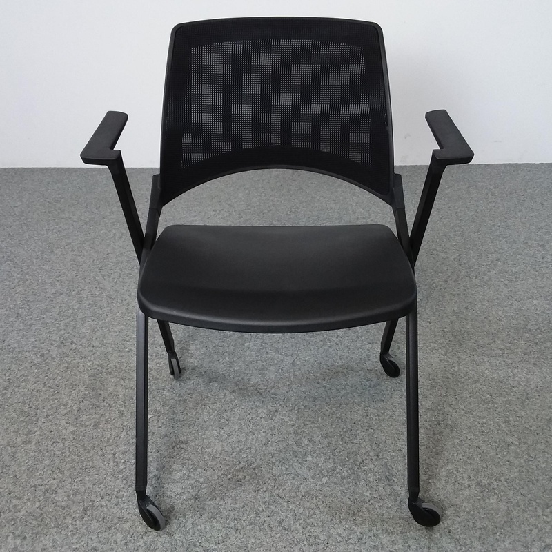 Image of 4-leg chairs IBEBI Opla Black with fixed armrests, New - Perfect for office and reception