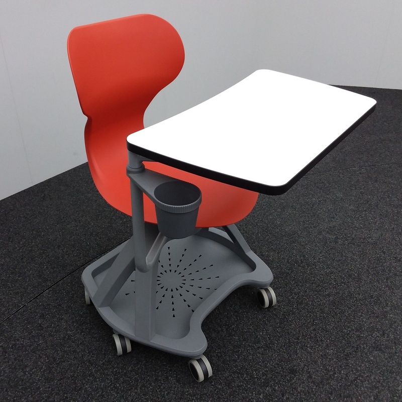Image of Student chair with table IBEBI Mia Red without armrests, Very good - Robust & stylish