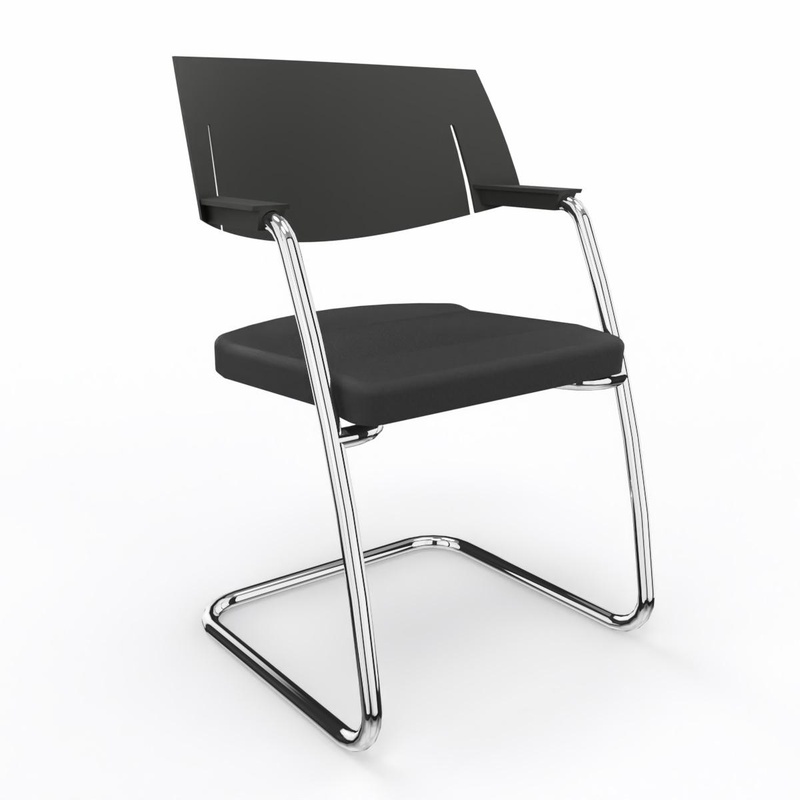 Image of Cantilever LAS HELLO Black with fixed armrests, Free swinging, New - Perfect for visitors and guests