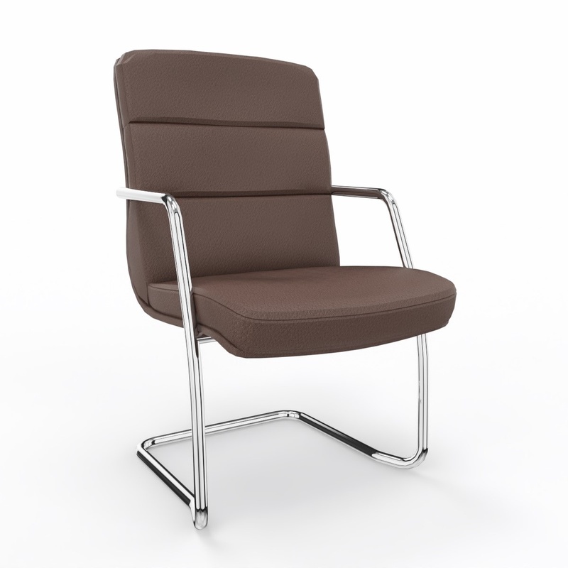 Image of Cantilever LAS SCENA Brown with fixed armrests, Free swinging, New - Perfect for visitors and guests