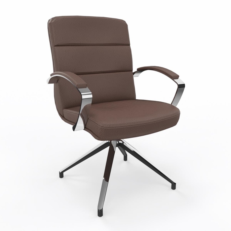 Image of 4-leg chairs LAS SCENA Brown with fixed armrests, New - Perfect for office and reception