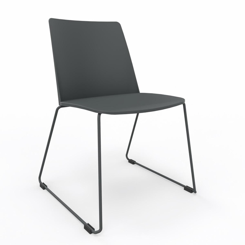 Image of Skid-base chairs LAS VEDETTE Black without armrests, Very good - Comfortable seating