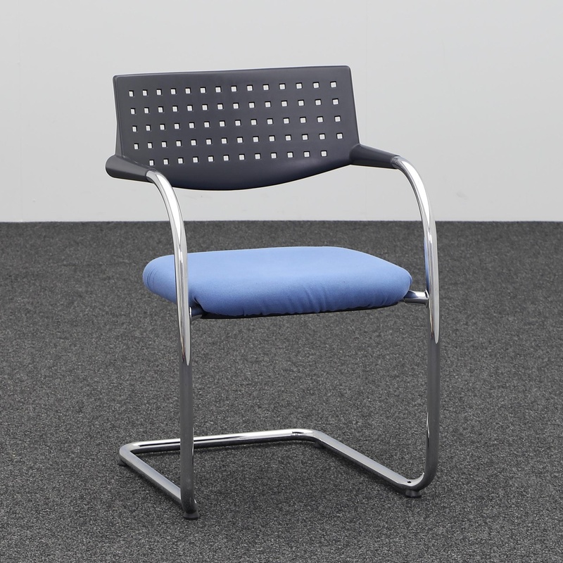 Image of Cantilever Vitra visavis Blue with fixed armrests, Free swinging, Good - Perfect for visitors and guests