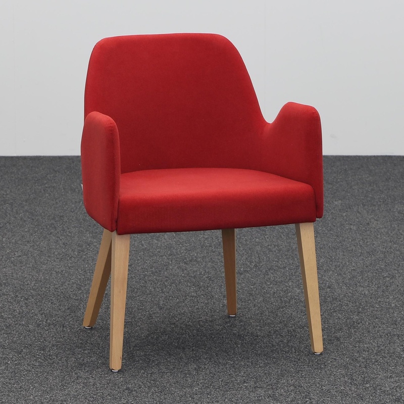 Image of 4-legged chair Sedex Show Red with fixed armrests, New - Perfect for office and reception