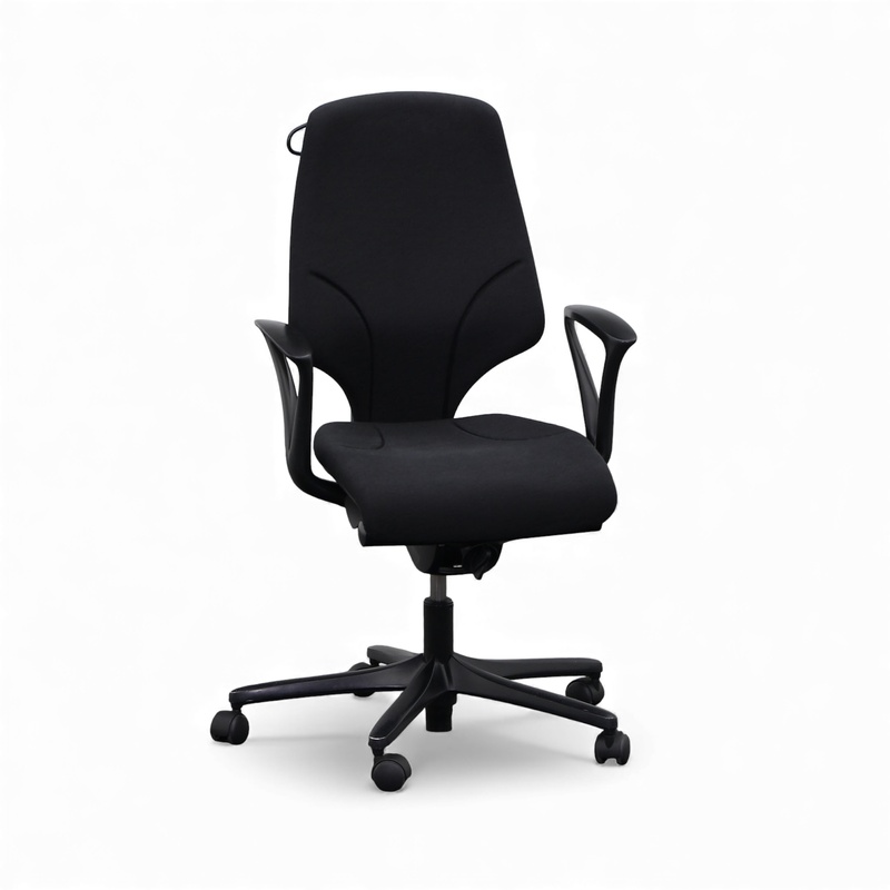 Image of Giroflex 64 office chair with coat hanger - Patterned with fixed armrests, Black, Good, Ergonomic chair - ideal for flexible working