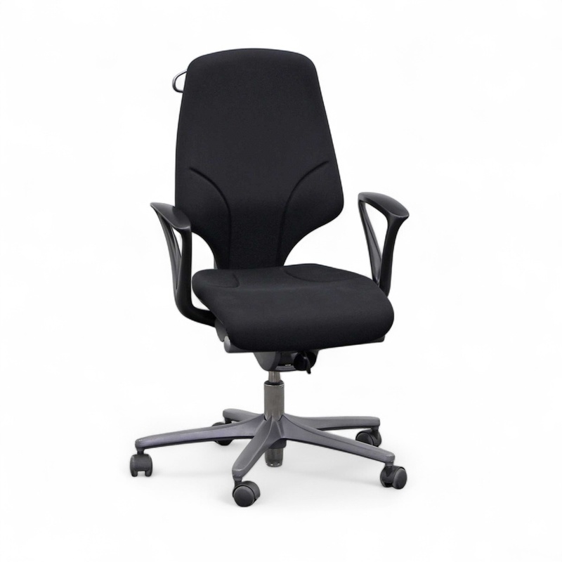 Image of Giroflex 64 office chair with coat hanger with fixed armrests, Black, Good, Ergonomic chair - ideal for flexible working