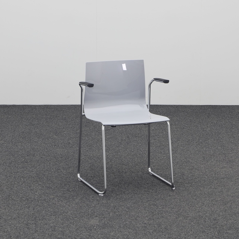 Image of Skid-base chairs Moving Chairs Slim Techno Gray with fixed armrests, New - Comfortable seating