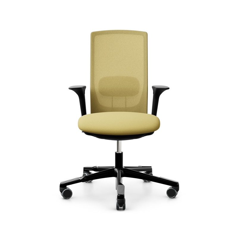 Image of HAG Futu Mesh 1100-S office swivel chair with 2D armrests, Yellow, New, Ergonomic chair - ideal for flexible working