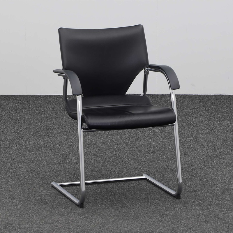 Image of Cantilever Wilkhahn Modus Black with fixed armrests, Free swinging, Good - Perfect for visitors and guests