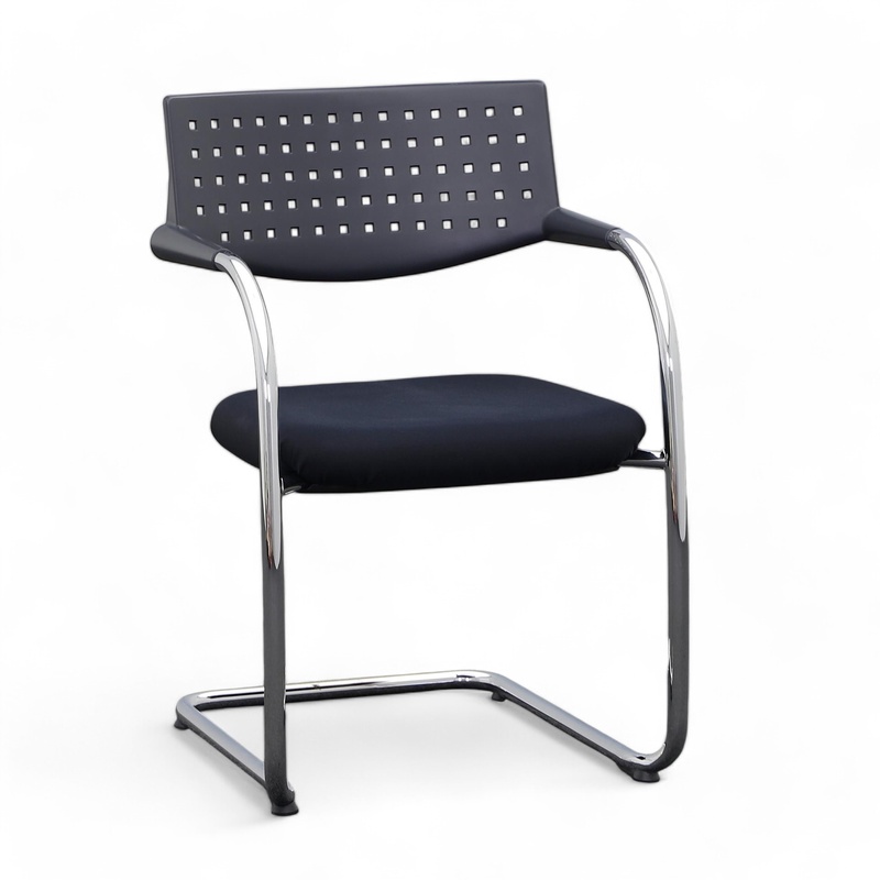 Image of Vitra Visavis conference chair Black with fixed armrests, Free swinging, Good - Perfect for visitors and guests