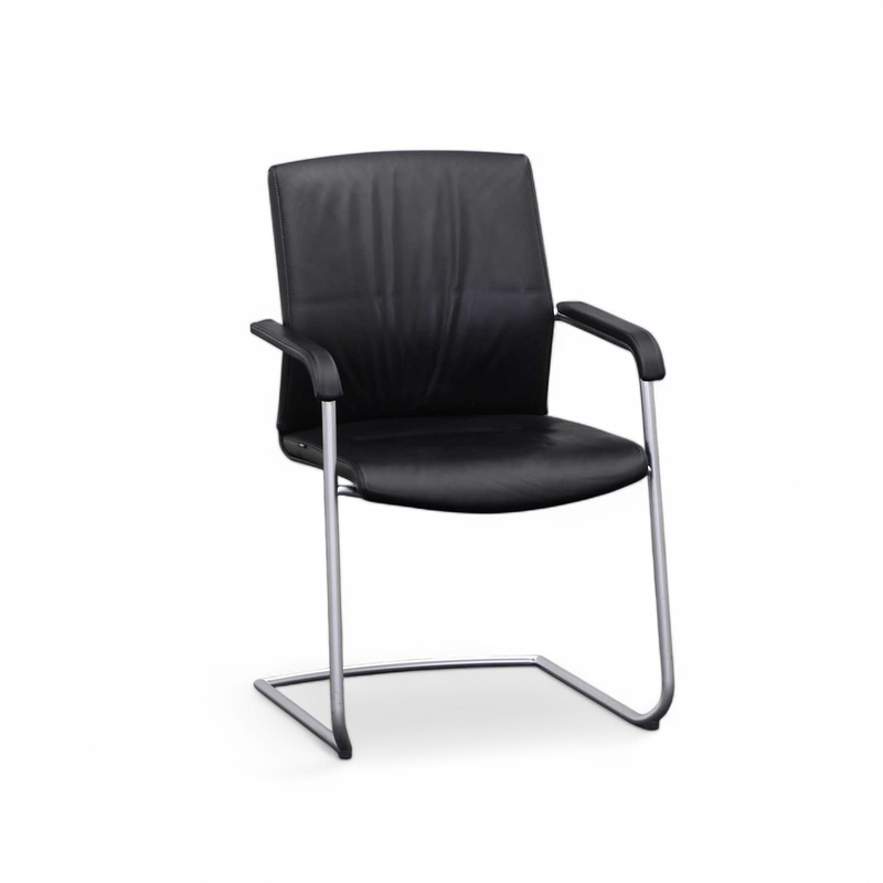 Image of Cantilever Wilkhahn ON Black with fixed armrests, Free swinging, Normal used - Perfect for visitors and guests