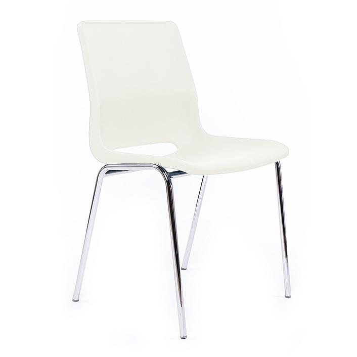 Image of Bistro stacking chairs RBM ANA 4340 chrome White without armrests, New - Perfect for comfortable sitting