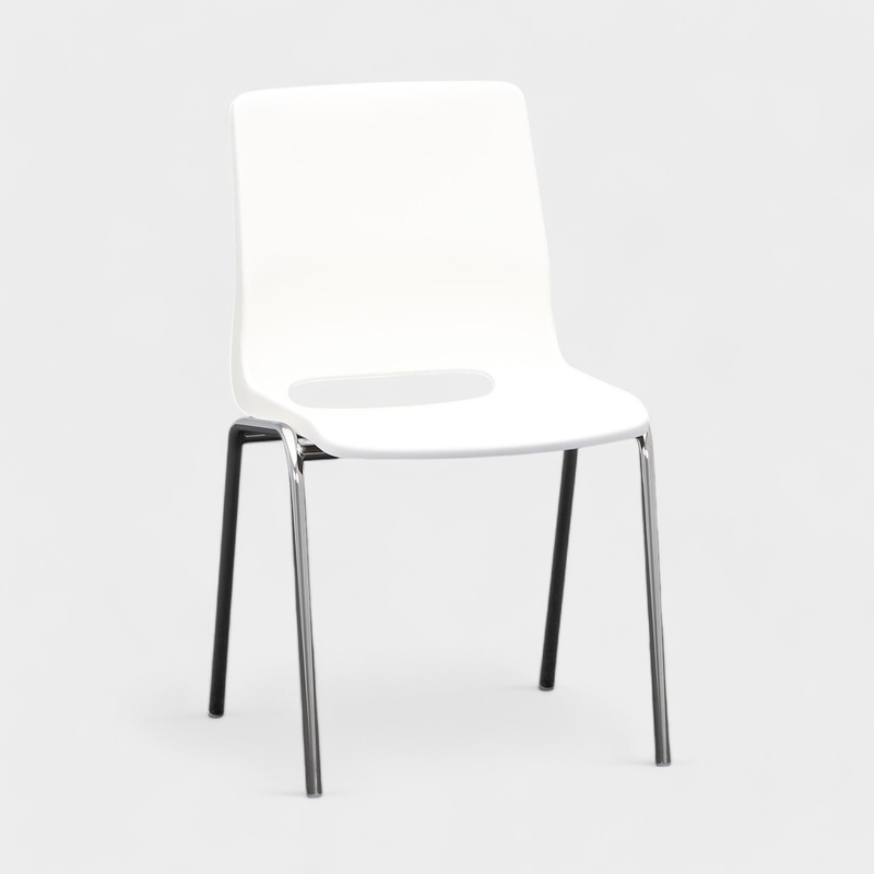 Image of Bistro stacking chairs RBM ANA 4340 chrome White without armrests, Very good - Perfect for comfortable sitting