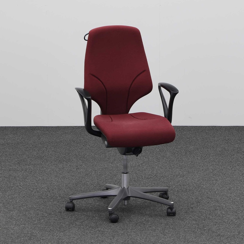 Image of Giroflex 64 office swivel chair with fixed armrests, Bordeaux, Normal used, Ergonomic chair - ideal for flexible working