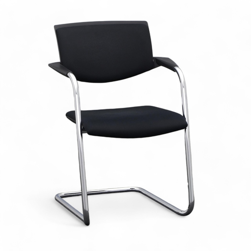 Image of Cantilever König Neurath Okay Black with ring armrests, Free swinging, Good - Perfect for visitors and guests