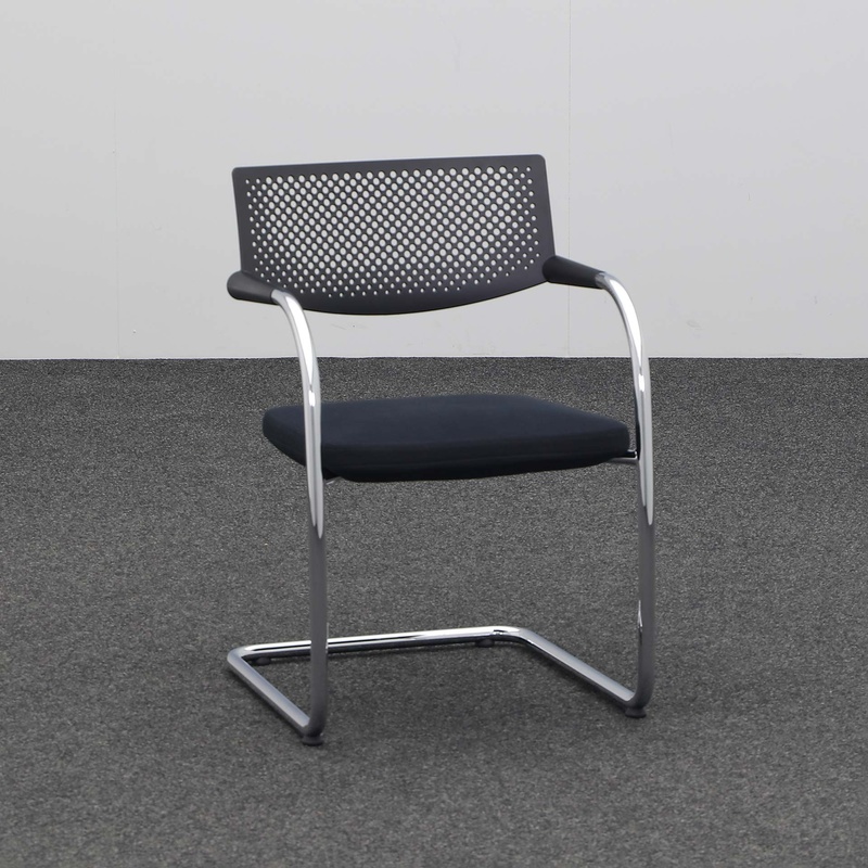 Image of Cantilever Vitra visavis Black with fixed armrests, Free swinging, Good - Perfect for visitors and guests