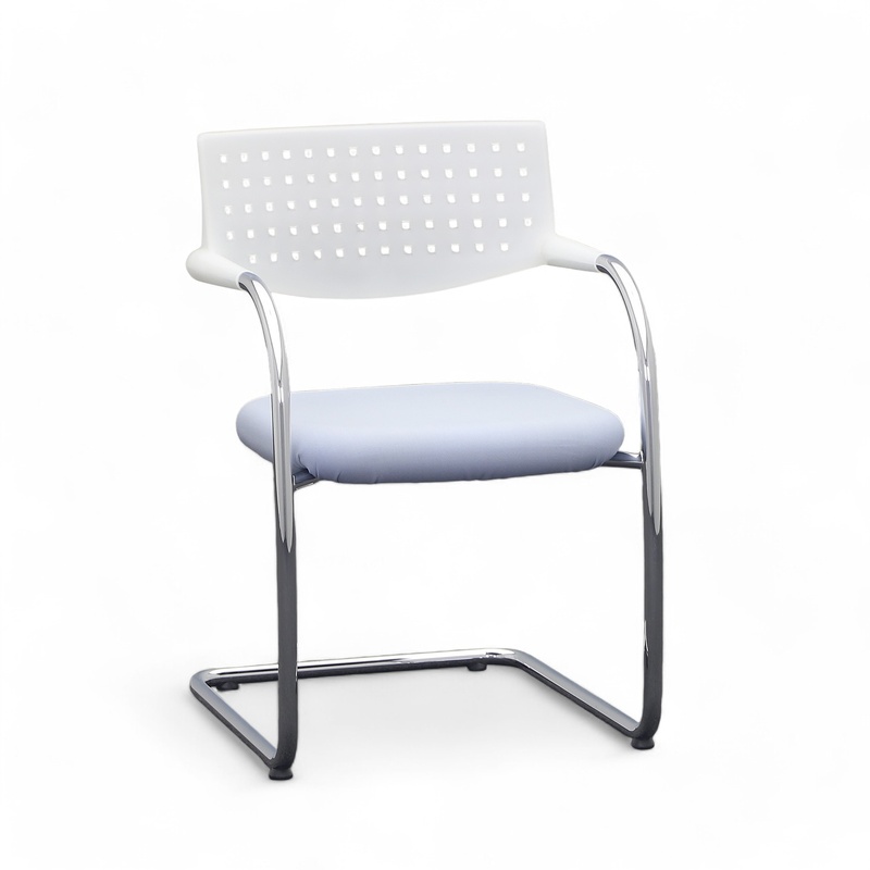 Image of Vitra Visavis conference chair Blue with ring armrests, Free swinging, Normal used - Perfect for visitors and guests