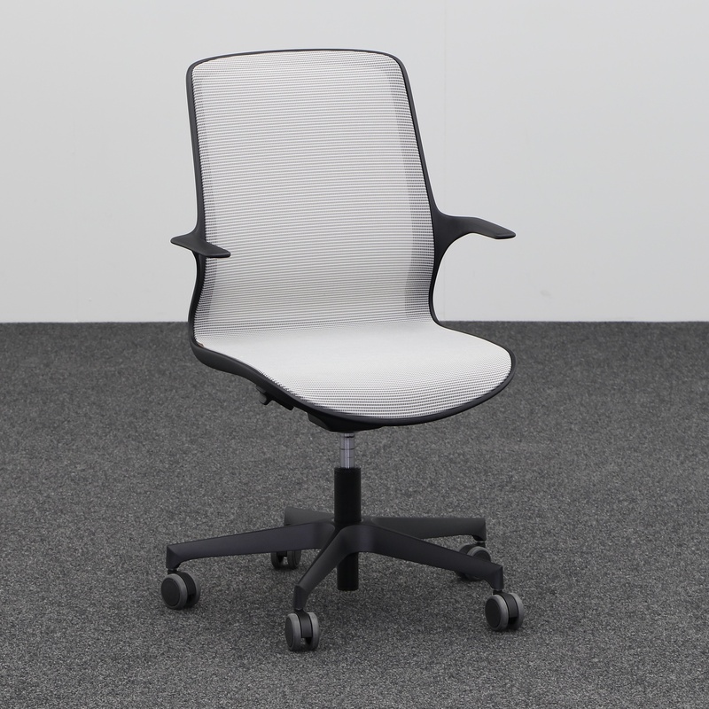 Image of Milani Loop office swivel chair with fixed armrests, White, New, Ergonomic chair - ideal for flexible working