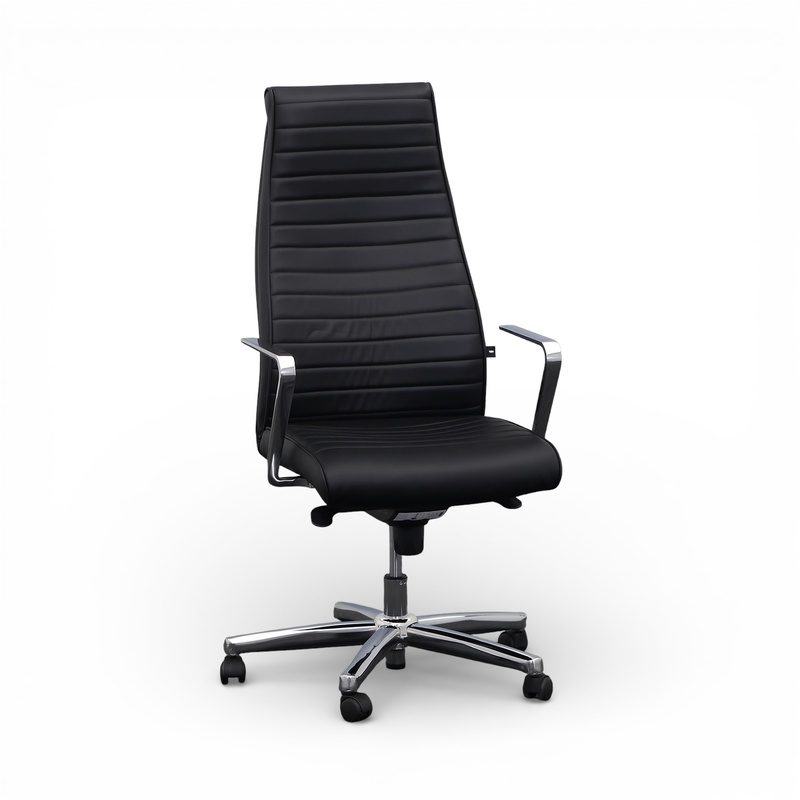 Image of Elegant Chairman X leather executive chair with ring armrests, Black, New, Ergonomic chair - ideal for flexible working