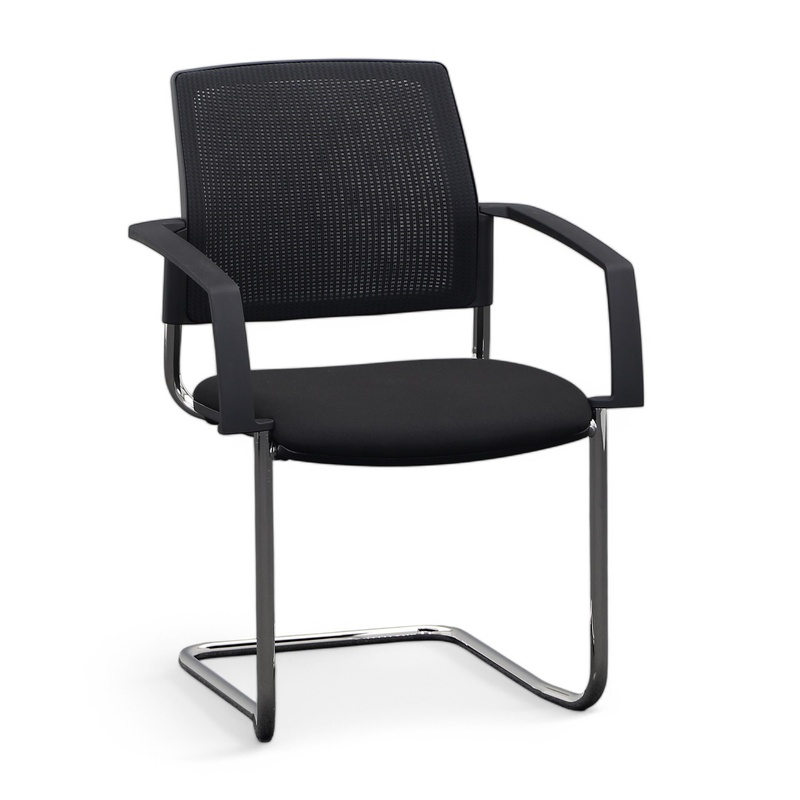 Image of Cantilever Chairzone Self One Visit 30 Black with fixed armrests, Free swinging, Very good - Perfect for visitors and guests