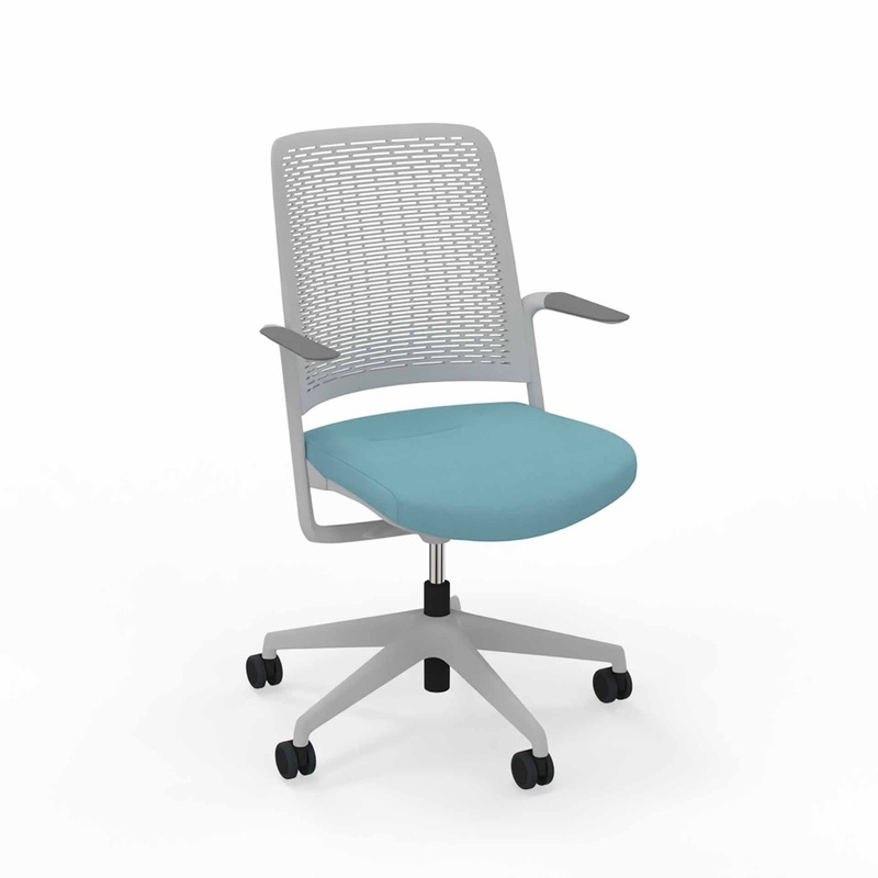 Image of Office swivel chair Nowy Styl WithME Chair with fixed armrests, Blue, Very good, Ergonomic chair - ideal for flexible working
