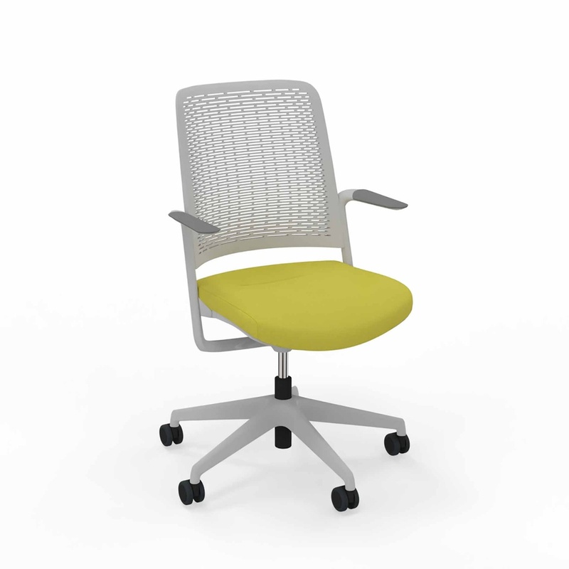 Image of Office swivel chair Nowy Styl WithME Chair with fixed armrests, Yellow, Very good, Ergonomic chair - ideal for flexible working
