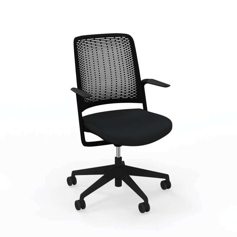 Image of Office swivel chair Nowy Styl WithME Chair with fixed armrests, Black, Very good, Ergonomic chair - ideal for flexible working