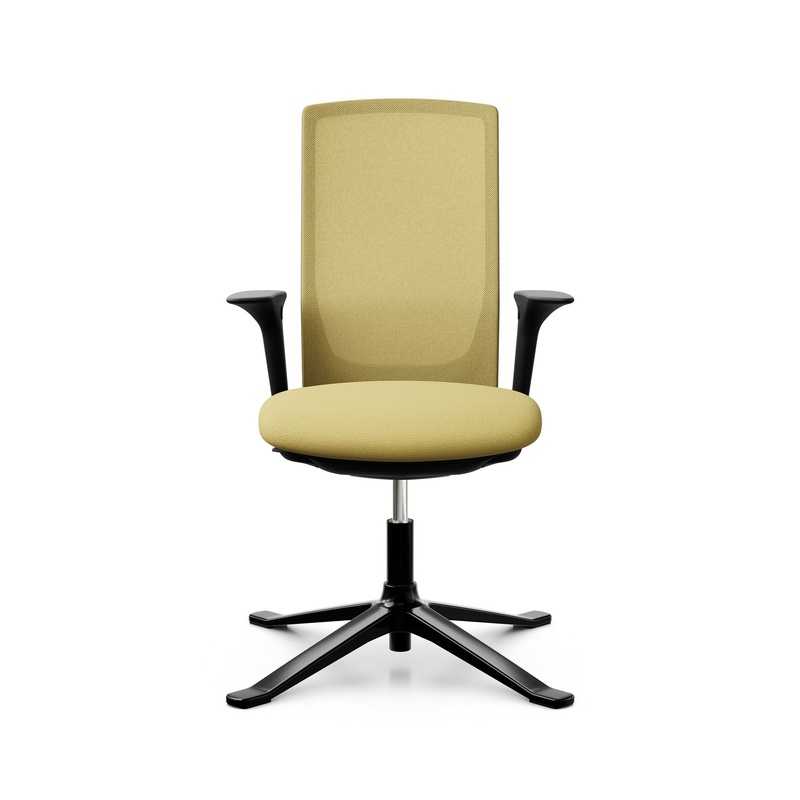 Image of Conference chair HAG Futu Mesh Communication 1102-S with 2D armrests, Yellow, New - Ergonomic & height-adjustable
