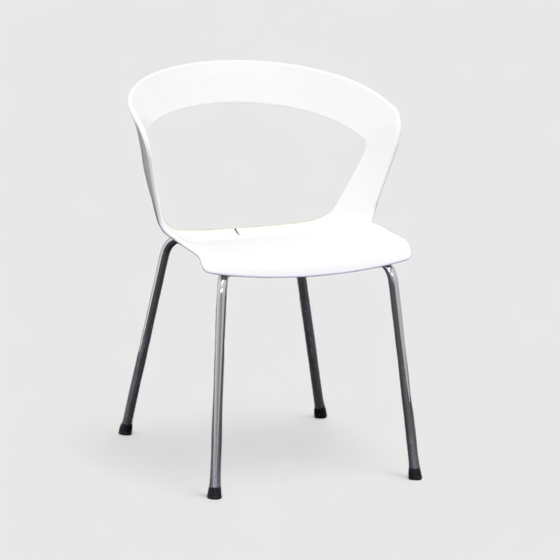Image of Bistro stacking chairs Metalmobil Ibis 002 White with fixed armrests, Normal used - Perfect for comfortable sitting