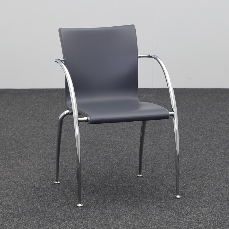 Image of Bistro stacking chairs Wiesner Hager Anthracite with fixed armrests, Normal used - Perfect for office and reception