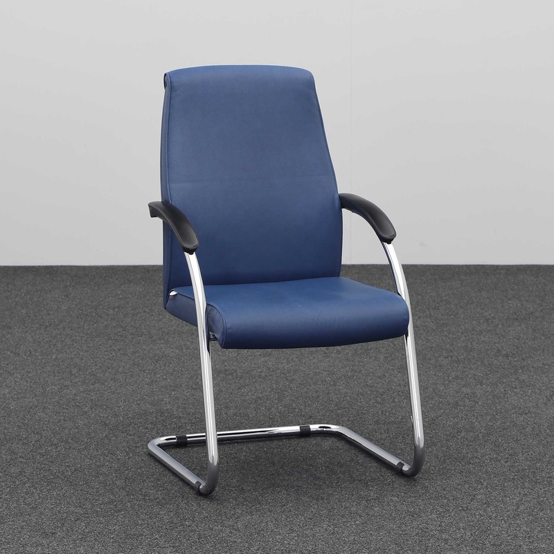 Image of Cantilever conference chairs Blue with fixed armrests, Free swinging, Normal used - Perfect for visitors and guests