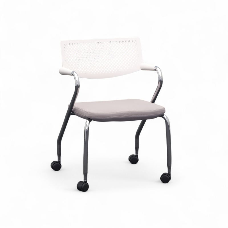Image of Conference chair on castors Vitra Visaroll Light gray with fixed armrests, Normal used - Perfect for office and reception