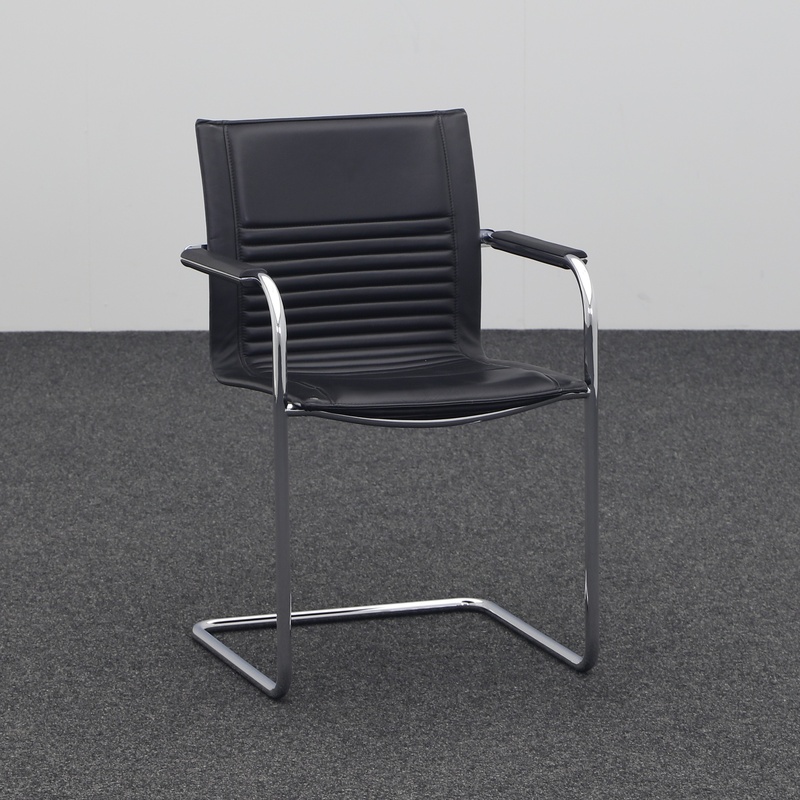Image of Walter Knoll Art Collection cantilever chair with plastic armrests Black with fixed armrests, Free swinging, Normal used - Perfect for visitors and guests