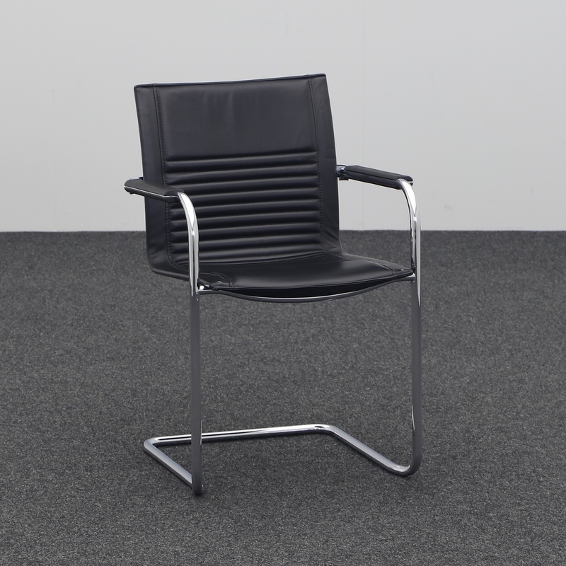 Image of Walter Knoll Art Collection stackable cantilever chair Black with fixed armrests, Free swinging, Normal used - Perfect for visitors and guests