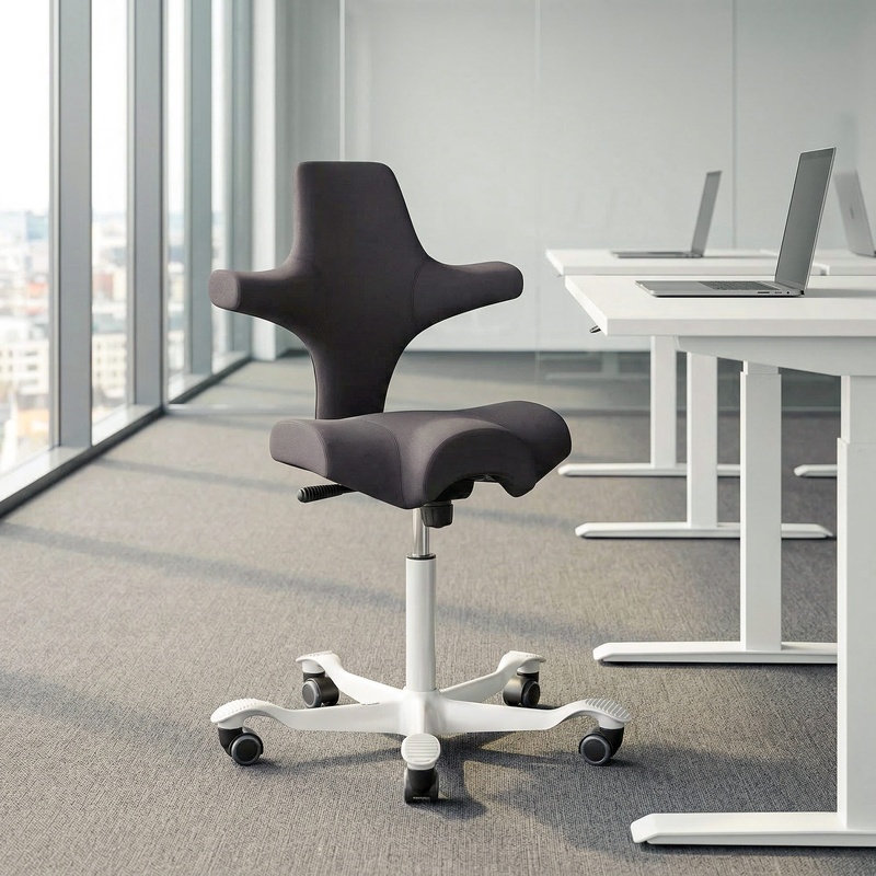 Image of Office swivel chairs HAG Capisco 8106 without armrests, Anthracite/White, New, Ergonomic chair - ideal for flexible working