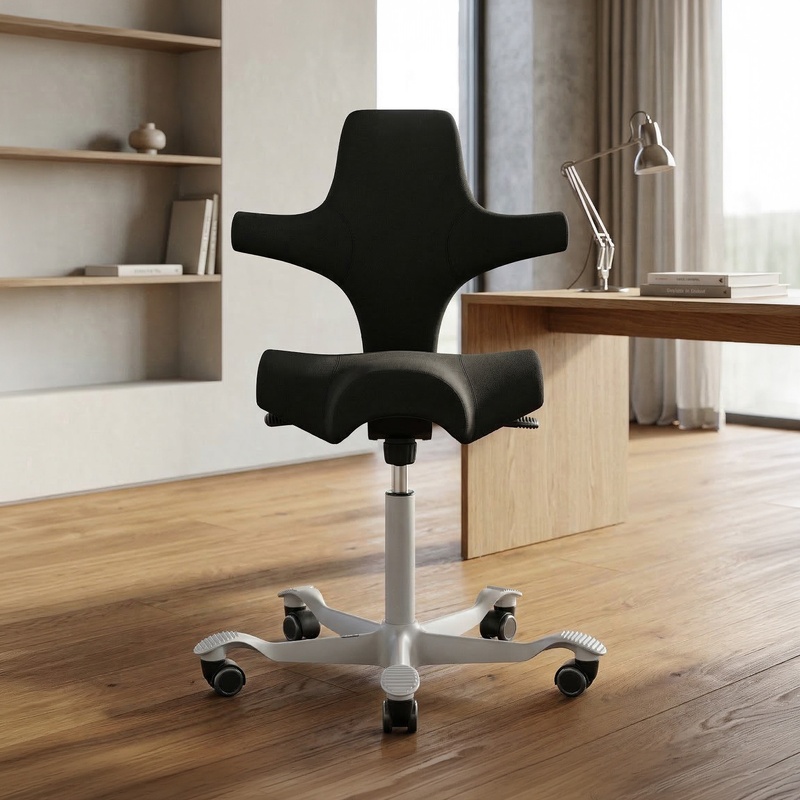 Image of Office swivel chairs HAG Capisco 8106 without armrests, Black/White, New, Ergonomic chair - ideal for flexible working