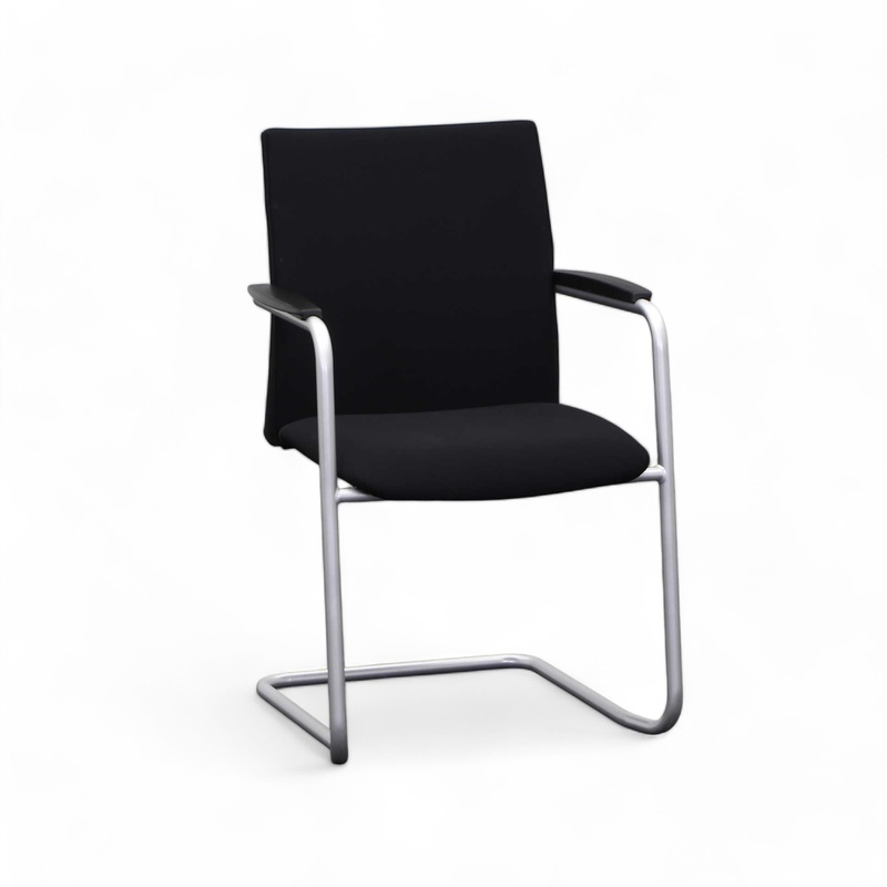 Image of Haworth cantilever conference chair Black with fixed armrests, Good - Perfect for visitors and guests