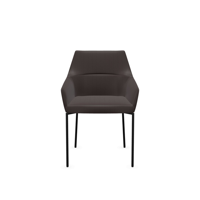 Image of Bistro chairs Profim Chic 20H Brown/Black with fixed armrests, New - Perfect for office and reception