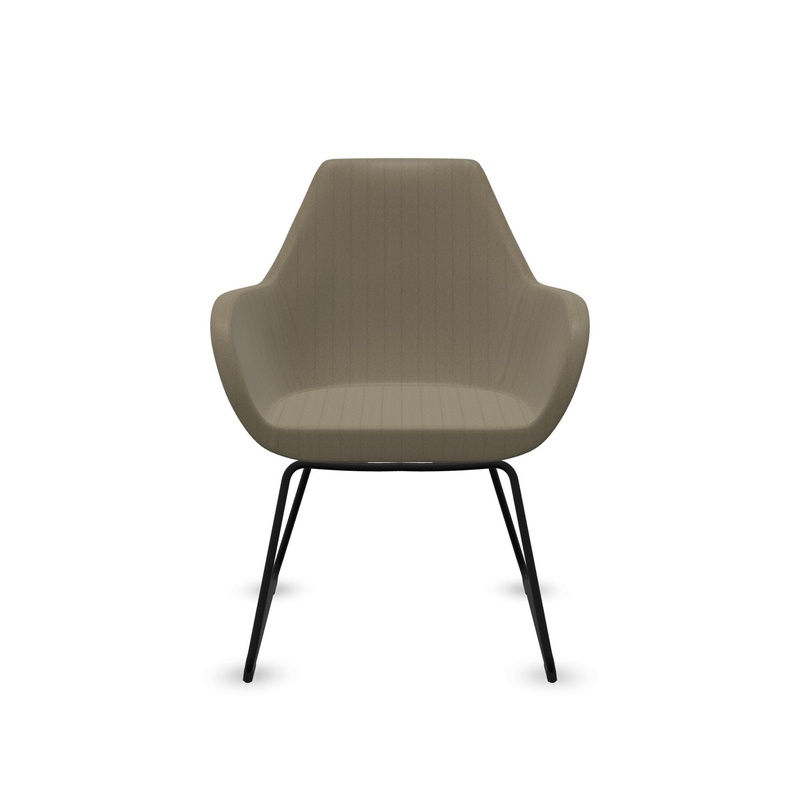 Image of 4-leg chairs Profim Fan 10V Beige/Black with fixed armrests, New - Perfect for office and reception