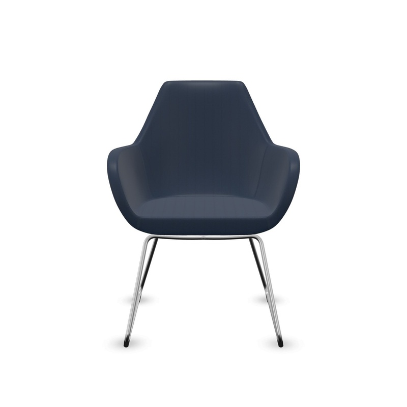 Image of 4-leg chairs Profim Fan 10V Blue/Chrome-plated with fixed armrests, New - Perfect for office and reception