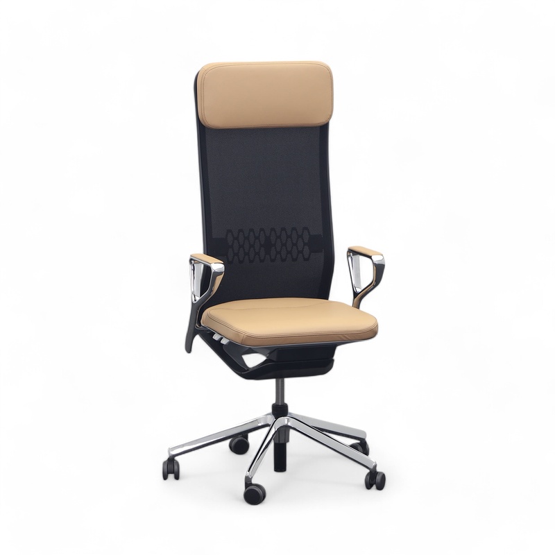 Image of Executive chair SitagTeam Highback Mesh swissmade with ring armrests, Beige, New, Ergonomic chair - ideal for flexible working