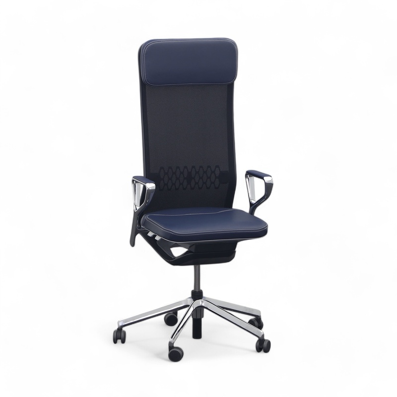 Image of Executive chair SitagTeam Highback Mesh swissmade with ring armrests, Blue, New, Ergonomic chair - ideal for flexible working