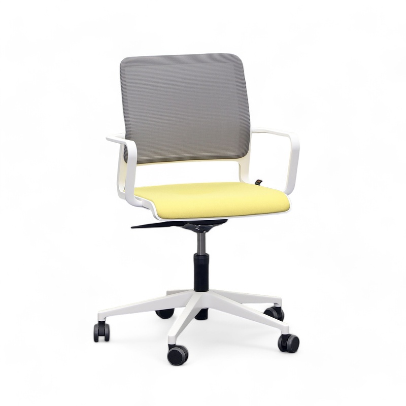 Image of Conference chair Sitag SitagXilium Mesh with fixed armrests, Yellow, New - Ergonomic & height-adjustable