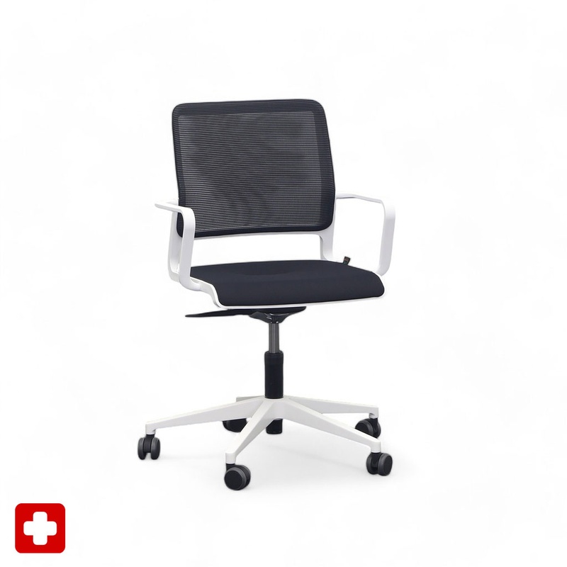 Image of Conference chair Sitag SitagXilium Mesh with fixed armrests, Black, New - Ergonomic & height-adjustable