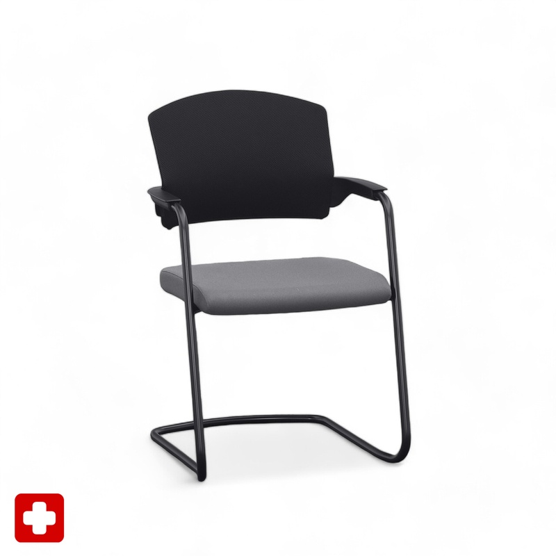 Image of Cantilever Sitag EL100 Gray with fixed armrests, Free swinging, New - Perfect for visitors and guests