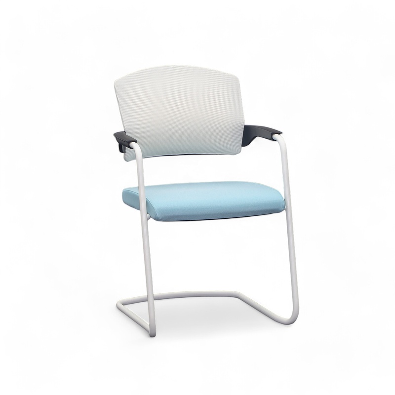 Image of Cantilever Sitag EL100 Blue with fixed armrests, Free swinging, New - Perfect for visitors and guests