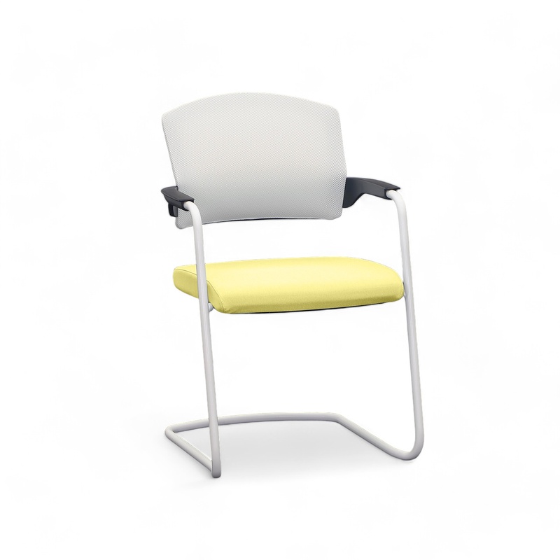 Image of Cantilever Sitag EL100 Yellow with fixed armrests, Free swinging, New - Perfect for visitors and guests
