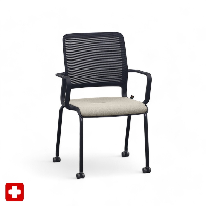 Image of 4-leg chairs Sitag SitagXilium Mesh Beige with fixed armrests, New - Perfect for office and reception